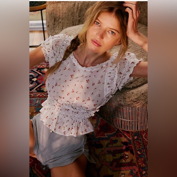 Intimately FP feel good white ruffle Floral Backless Bodysuit cotton Large - Picture 2 of 16